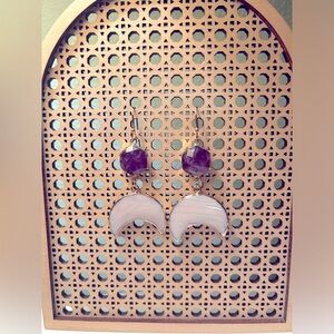 Amethyst and Abalone Crescent Earrings